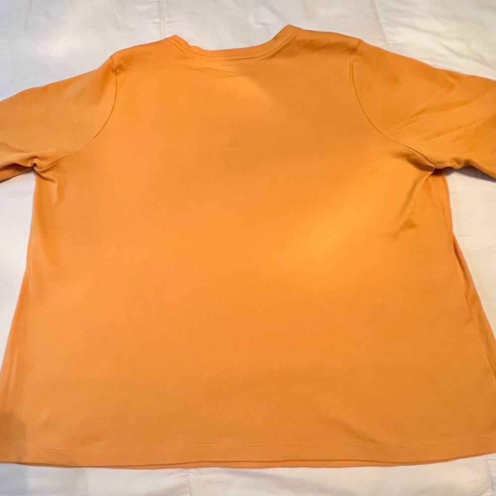 Isaac Mizrahi Pima Cotton Plus Size Crewneck Short Sleeve Orange Top-Size 2X